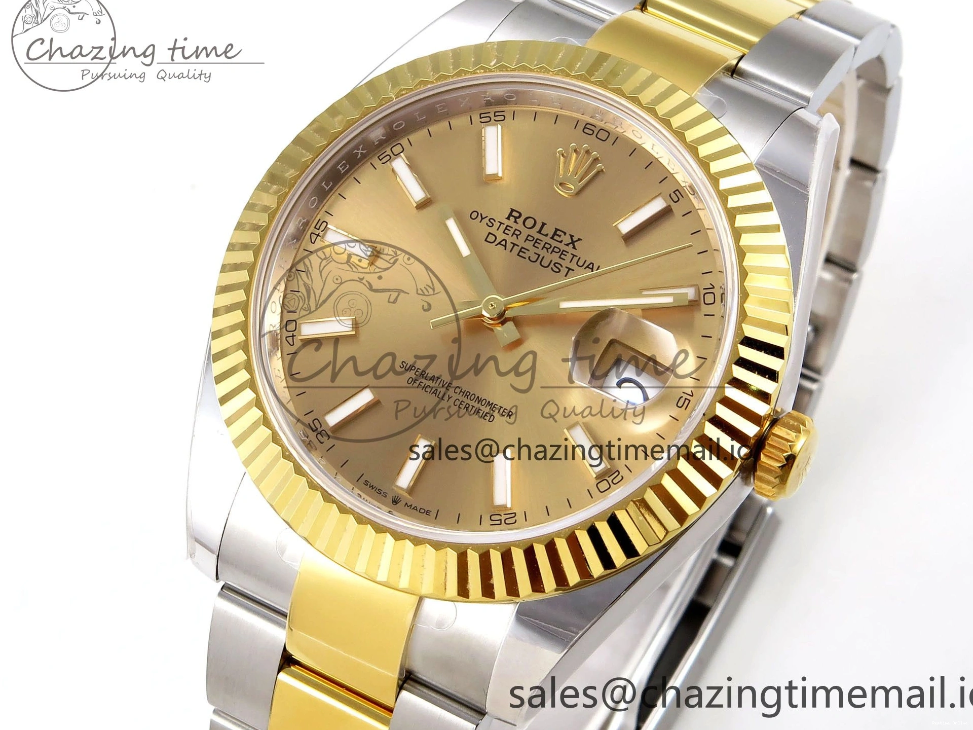 0110 Breathable DateJust 41 SS YG ARF 1:1 Best Edition 904L Steel YG Stick Dial on Oyster Bracelet SH 1260
